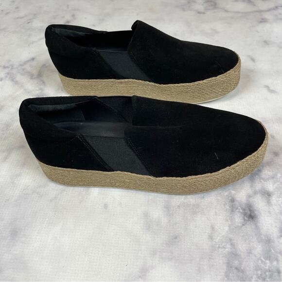 Vince Wilden Black Suede Flatform Espadrilles Slip-On Flats Sz 37 - Picture 2 of 9